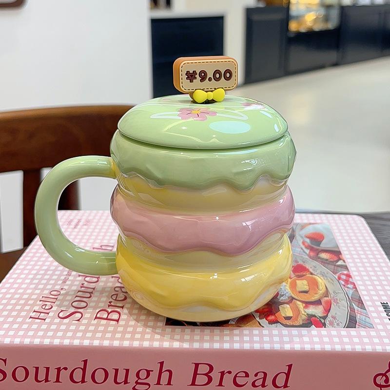

Hamburger Cup with Lid with Stirring High Value Couple Water Cup for Girls Mug Large Capacity Coffee Breakfast Cup for Men 520ML
