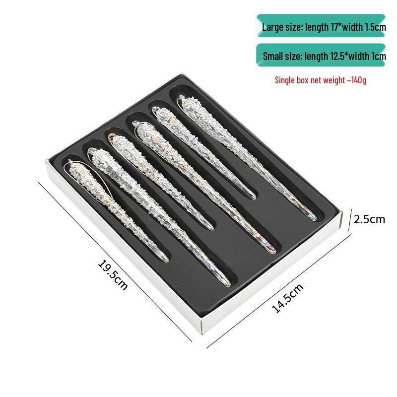 Bunte Eiszapfen- und Wassertropfen-Ornamente aus Glas zur Dekoration des Weihnachtsbaums