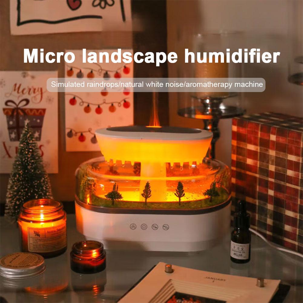 NEW Aroma Humidifier Essential Oil Diffuser Water Drip Micro Landscape Aroma Diffuser with 7 Night Light for Bedroom Home Office