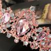 Tiaras Wedding Crown Bridal Hair Accessories Luxury Baroque Crystal Pink Queen Crown Women Adult Gift Party Hair Jewelry
