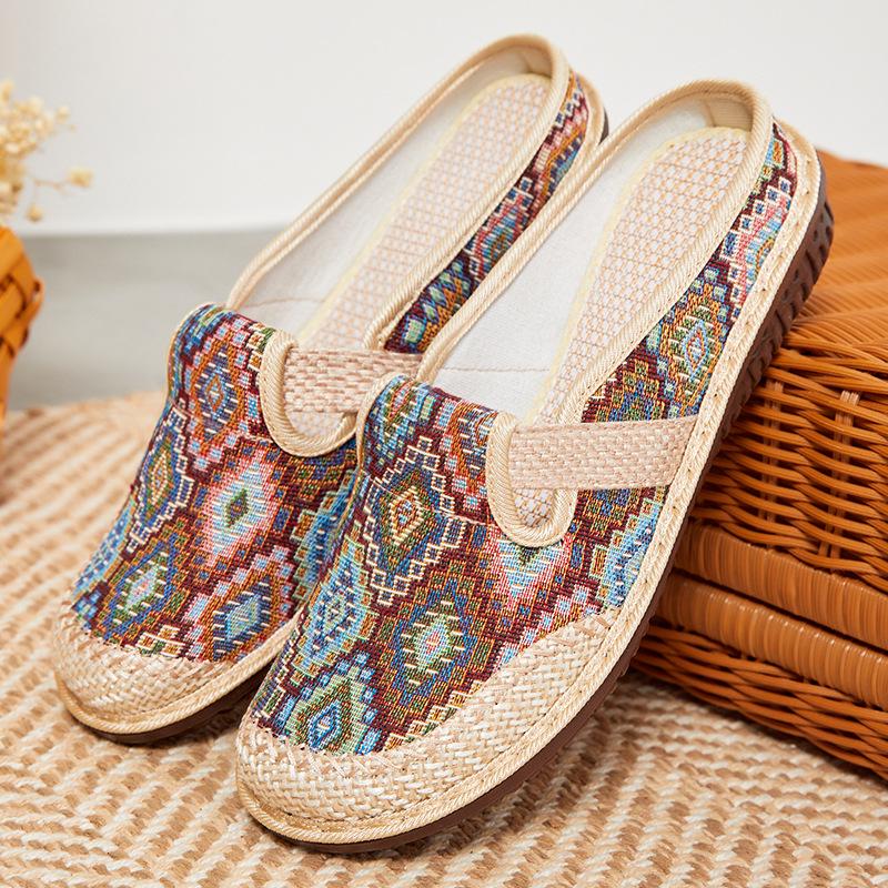 Women's Breathable Linen Slippers Ancient Style Soft Sole for Spring Summer