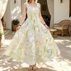 Women's Sleeveless Crew Neck Maxi Dress, Floral Print, A-Line, Polyester, Casual Summer Vacation
