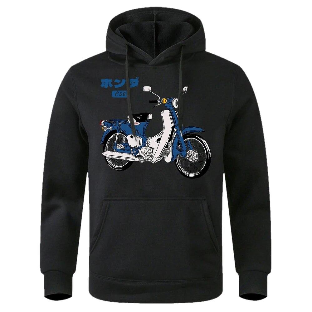 Classic Super Cub C50 Motorcyclesprint Unisex Hooded Soft Breathable Hoodies O-Neck Casual Hoodie Classic Harajuku Tracksuit Unisex