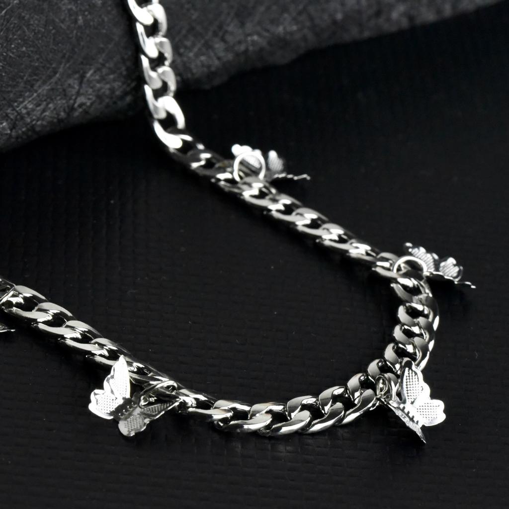 Thick chain butterfly necklace ins hip hop trendy temperament cold wind personality neck chain collarbone chain titanium steel chain