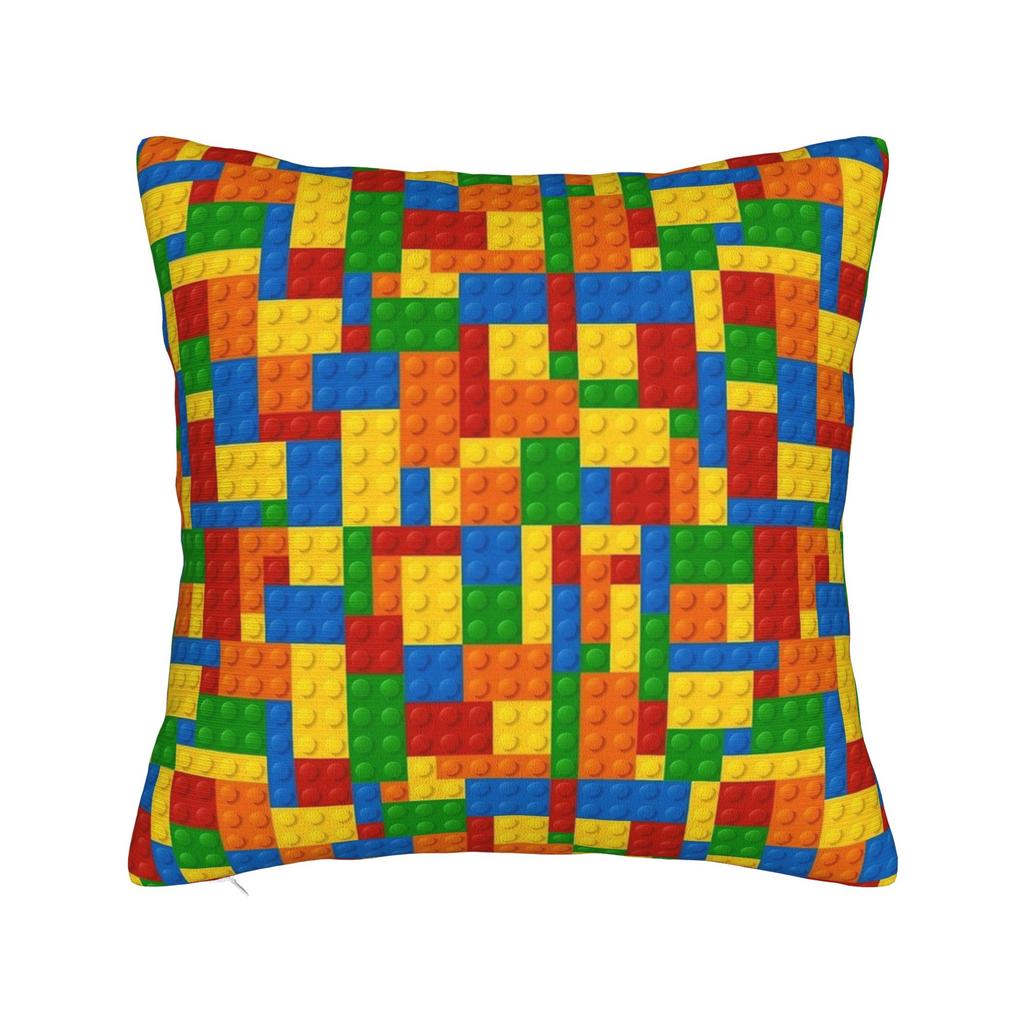 Classic Red Green Blue Yellow Building Blocks Bricks Pillow Case Comfy Pillow Cover Funny Pillowcases For Living Room Sofa
