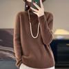 Women's High-Neck Thick Knit Sweater, Autumn/Winter Korean Style, Loose Fit, Slouchy Neck Knitwear
