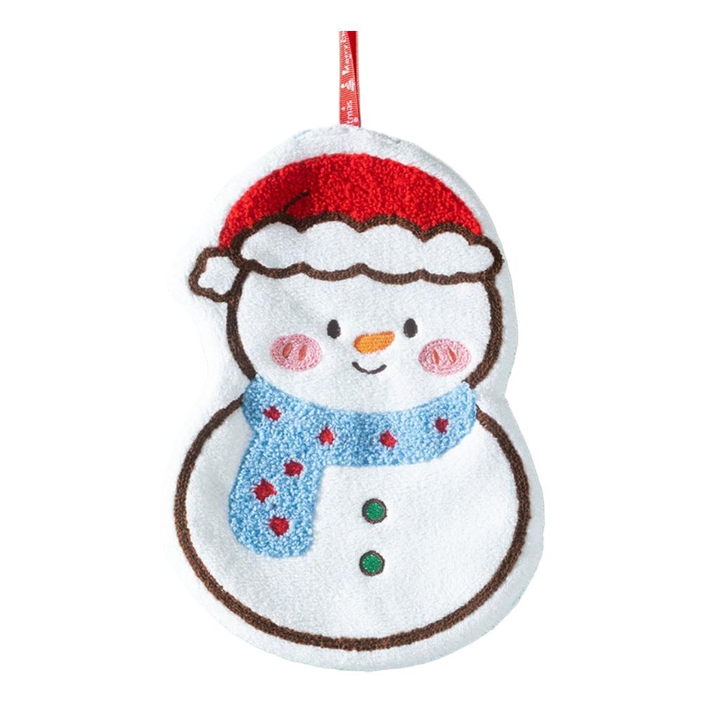 Christmas Hand Towel Set Cartoon Gingerbread Snowman Design Coral Fleece Material Home Kitchen Bathroom Decoration