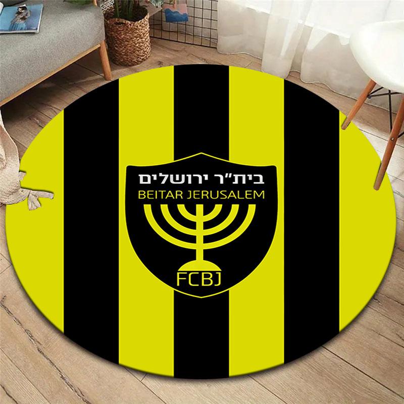 Beitar Jerusalem Runder Teppich, Teppich für Wohnzimmer Schlafzimmer Sofa Spielzimmer Dekor, Rutschfeste Bodenmatte