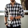 Camicia a quadri da uomo a maniche lunghe essenziale, casual e alla moda per l'uso quotidiano.