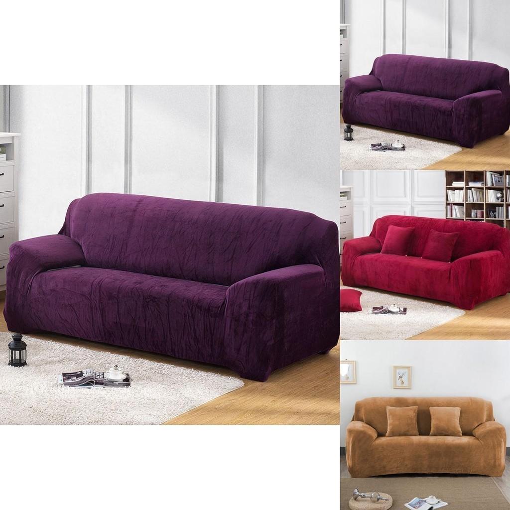 Skin-friendly Stretch Sofa Slipcover Thick Plush Velvet Cover Offering Total Protection