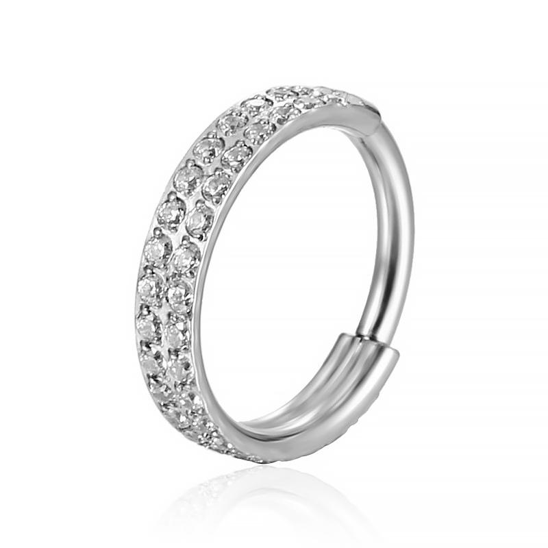 G23 Titanium Piercing Hinged Segment Hoops CZ Stone Nose Rings Clicker Ear Cartilage Tragus Helix Earrings Piercing Body Jewelry