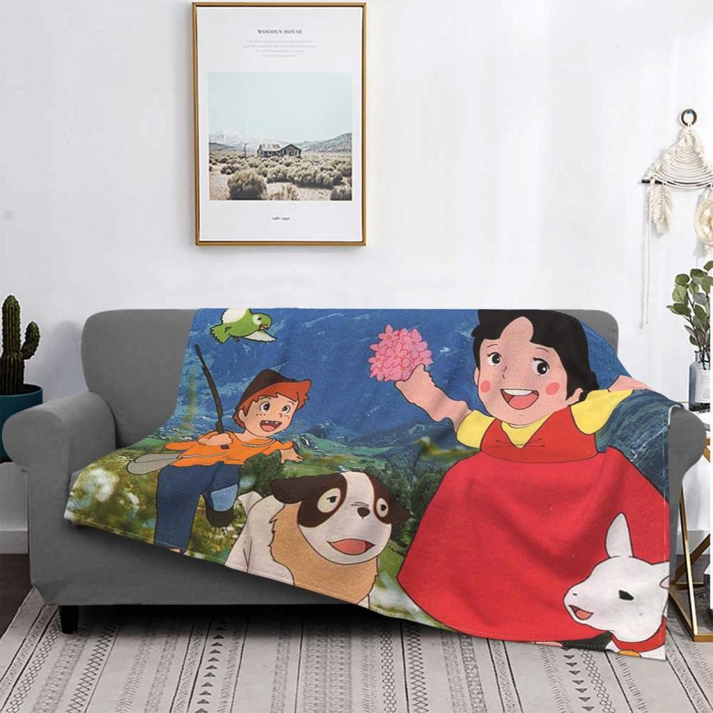 Heidi Ein Mädchen aus den Alpen Decke Fleece Ganzjahres niedlicher Cartoon Multifunktionale Weiche Kuscheldecke für Bettwäsche Schlafzimmer Bettüberwürfe