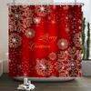 1/3/4pcs Navidad Merry Christmas 3D Printing Shower Curtain Polyester Waterproof Green Festival Accessories For Bathroom Decor