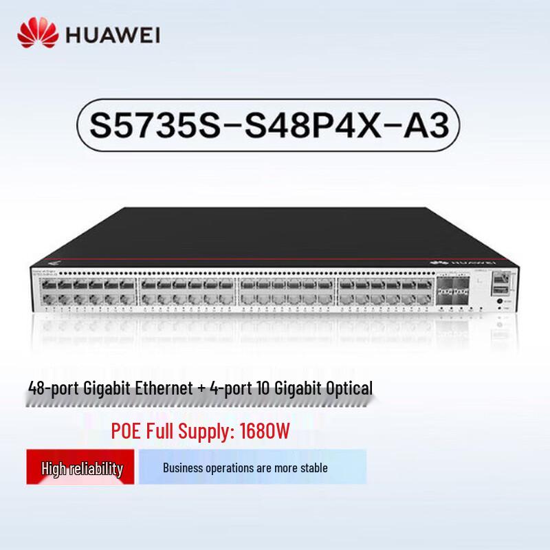 

Huawei Kunling S5735S Series 48-Port Gigabit PoE+ 4-Port 10G SFP+ Managed Ethernet Switch