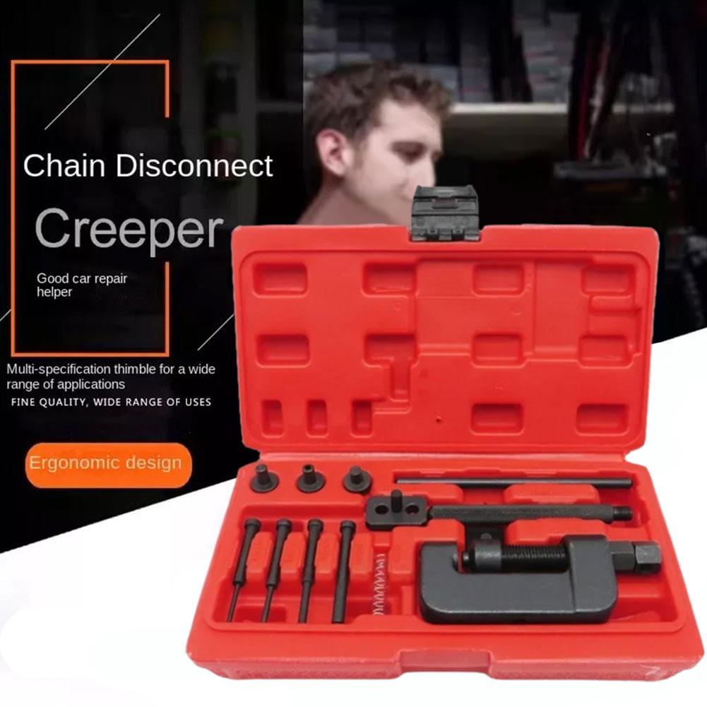13PCS Versatile Chain Repair Tool Set Motorcycle Chain Set W/h Remover Motorcycle Link Duty Bike Red Riveter Case Splitter W0L7