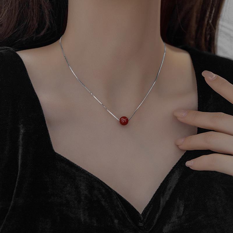 S925 Sterling Silver Cinnabar Zodiac Necklace - Positive Energy Pendant for Girlfriend's Birthday.