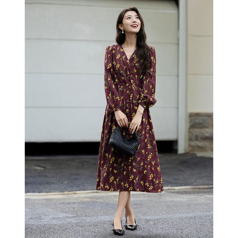 Demana Autumn French V-Neck A-Line Wrap Tea Dress