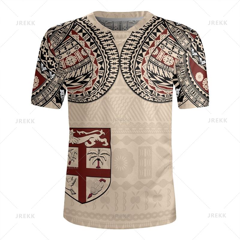The Republic-of Fiji Flag 3D Printing V Neck T Shirt Fiji Rugby-Jersey Emblem Graphic V neck
