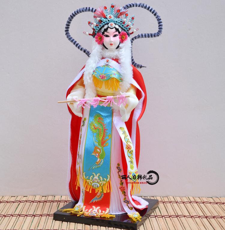 Beijing Silk Doll Peking Opera Mu Guiying, Chinese Folk Craft Forbidden City Souvenir