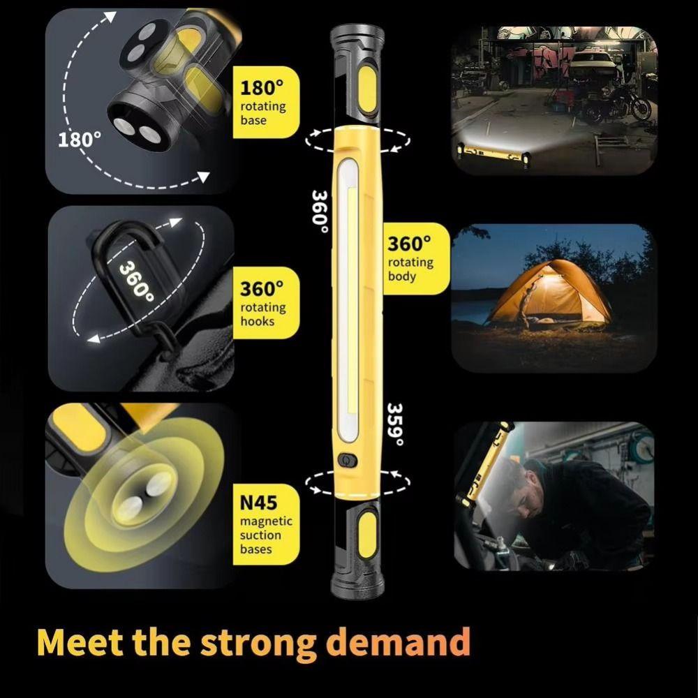 Super Bright LED Work Light Rechargeable Rotating Magnetic Base Magnetic Work Inspection Lamp Durable 5200mAh