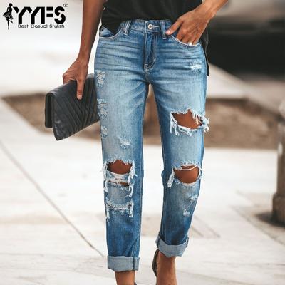 Damesmode Casual Zomer Lente Gescheurde Denim Broek Broek & Capri's