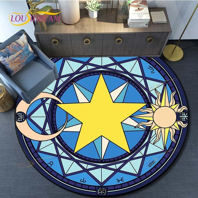 Cartoon Play Mat Card Captor Sakura Kinomoto Magic Circle Puzzle Mats Dětský kulatý koberec