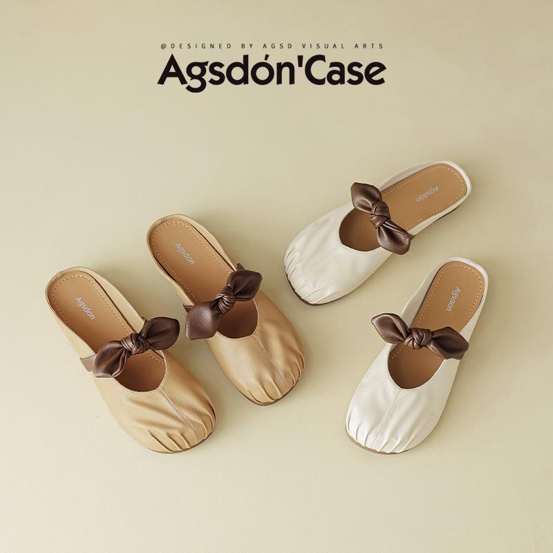 Augustine Bag Head Slippers Women's 2025 New Summer Wear French Bow One Pedal Fairy Style Sandals