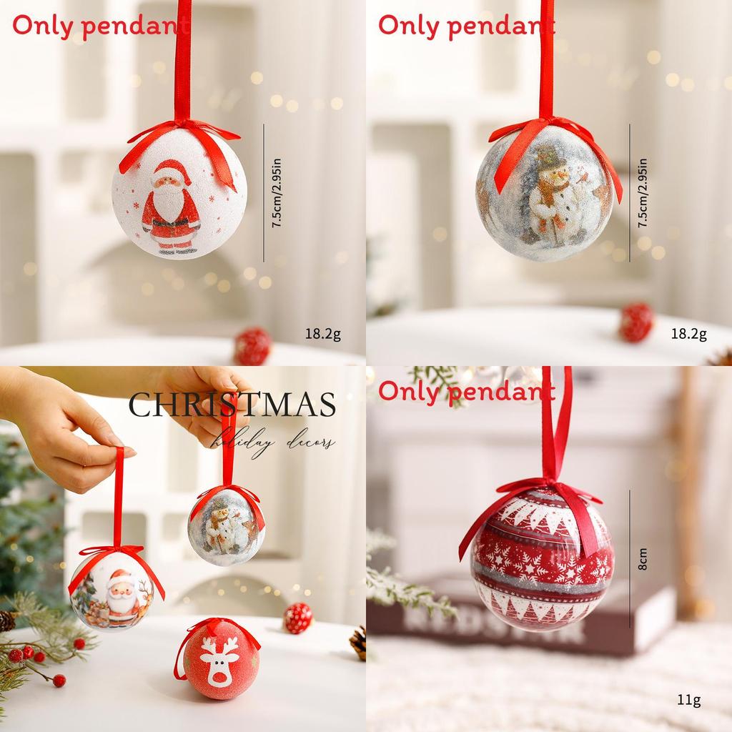 Christmas Theme Pattern Foam Ball Pendant Family Festival Decoration Props For Holiday Tree Decor And Festive Display