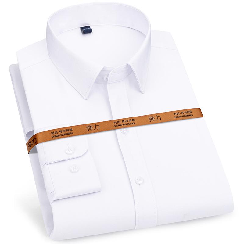 Taglia Grande 8XL 7XL 6XL Camicia da Uomo Basic Manica Lunga Casual Senza Stiratura Antirughe Vestibilità Slim Bianca Business Matrimonio Festa