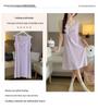 2026 Summer Blue Sleeveless Nightgown with Chest Pads - Women's Sweet Pure Desire Style