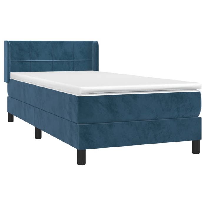 3130929 vidaXL Lit à sommier tapissier et matelas Bleu foncé 80x200 cm Velours