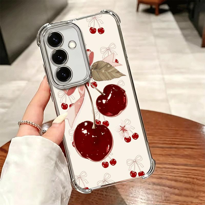 Cherry Bow Sweet Soft Phone Case For Samsung A17 A27 A07 A37 A57 A16 A56 A15 A55 A14 A54 A13 A53 A26 A36 A25 A35 A24 A34 A23 A33