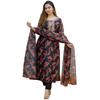 GoSriKi Women's Cotton Blend Printed Straight Kurta with Pant & Dupatta (Muni Navy Blue-GS_S_Navy Blue_Small)