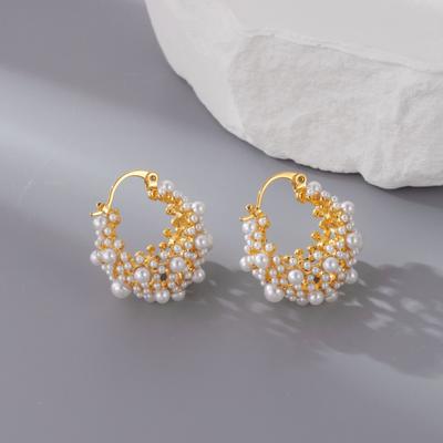 Temperament Pearl Earrings Flower Basket Tuck Female Fashion Light πολυτελή σκουλαρίκια