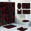 1/4 Brick Wall Shower Curtains, Toilet Seat Decoration, Shower Curtain With Carpet And Toilet Lid, 12 70.8X70.8 Inch Hooks