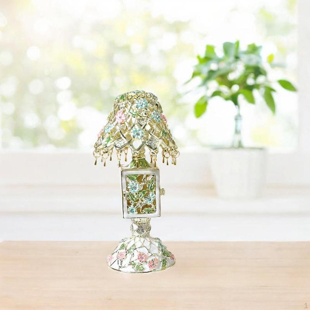 Enamel Jewelry Box Organizer Earrings Display Handmade Ornament Table Lamp Shape Keepsake for