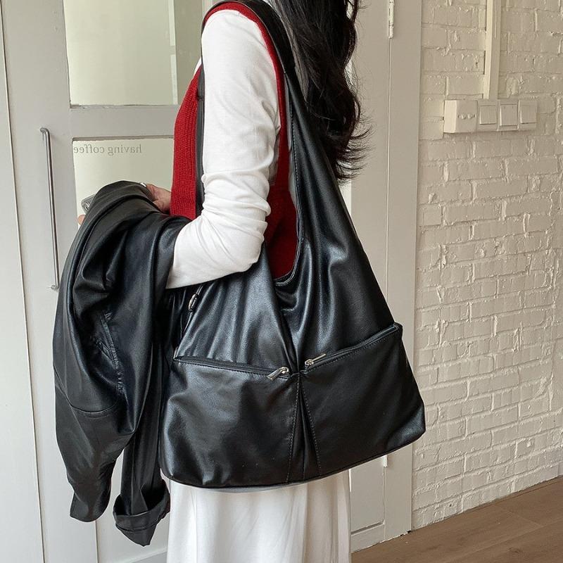 New Shoulder Bag, Soft Leather Minimalist Wind Tote Bag for College Students In Class, Large-capacity Commuter Bag for Women