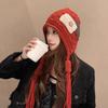 2025 Fashion Red Wool Hat: Women's Autumn/Winter Handmade Tassel & Braid Knit