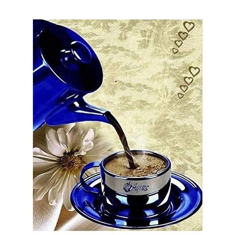 5D Diy Diamond Painting Coffee Dessert Full Round Diamond Art Embroidery Mosaic Still Life Home Decoration 40x50cm