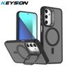 KEYSION Lens Stand Magnetic Phone Case for MagSafe for Samsung Galaxy A55 5G A35 A25 A15 A05S Matte Translucent Shockproof Cover