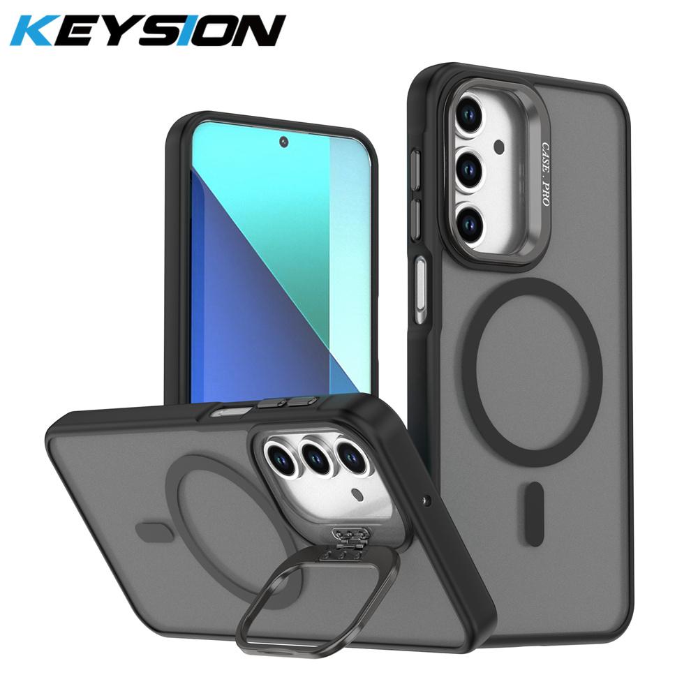 KEYSION Lens Stand Magnetic Phone Case for MagSafe for Samsung Galaxy A55 5G A35 A25 A15 A05S Matte Translucent Shockproof Cover