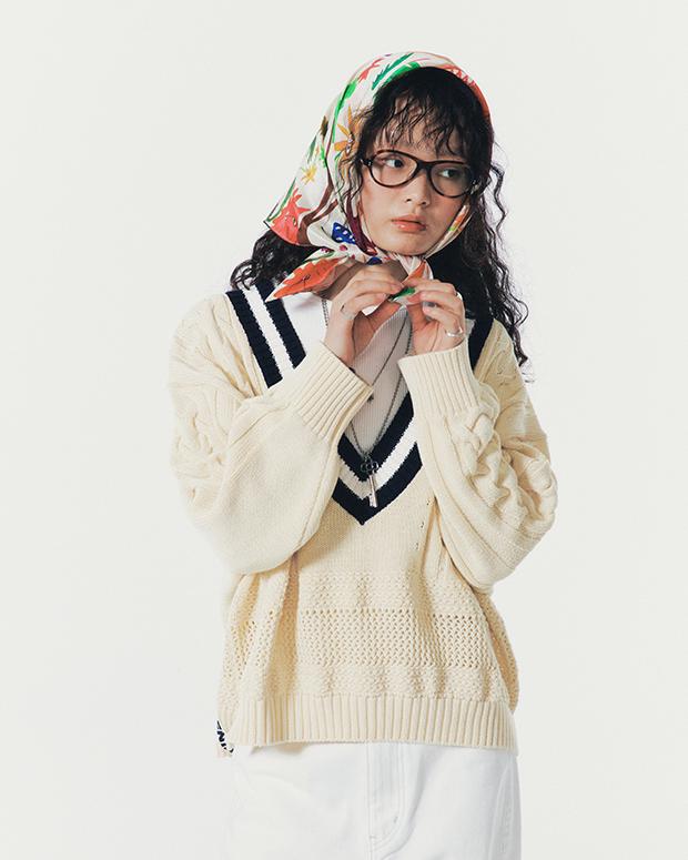 Edenic V-Neck Cable Knit (Ivory)_Ezs2Sw01Iv Ivory/Free