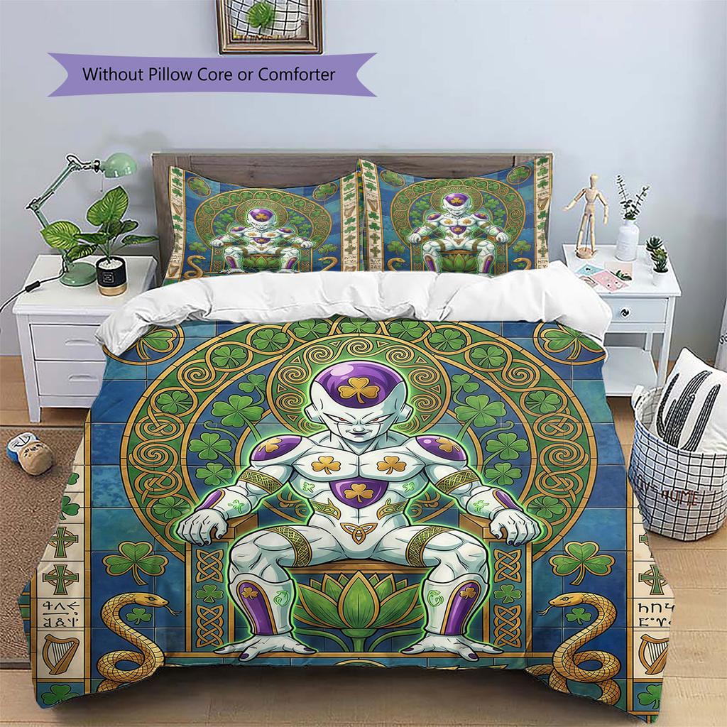 Egyptian Mural Pattern Bedding Quilt Set Quilt Cover Pillowcase Home Decoration Birthday Gift (1 * Duvet Cover + 2 * Pillowcase, Without Core)