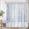 Winter Forest Scenery Shower Curtain Snow Window Outside Nature Landscape Snowy Pine Tree Bathroom Decor Polyester Bath Curtain