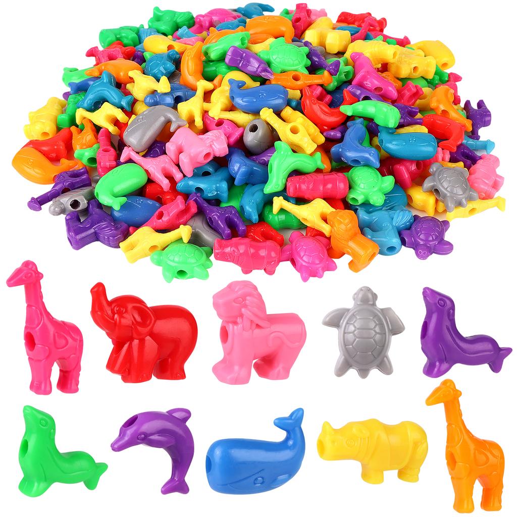 800 Pcs Animal Shaped Beads Animal Plastic Beads Colorful Marine And Jungle Animal Beads Zoo Animal Design Plastic Craft Beads F