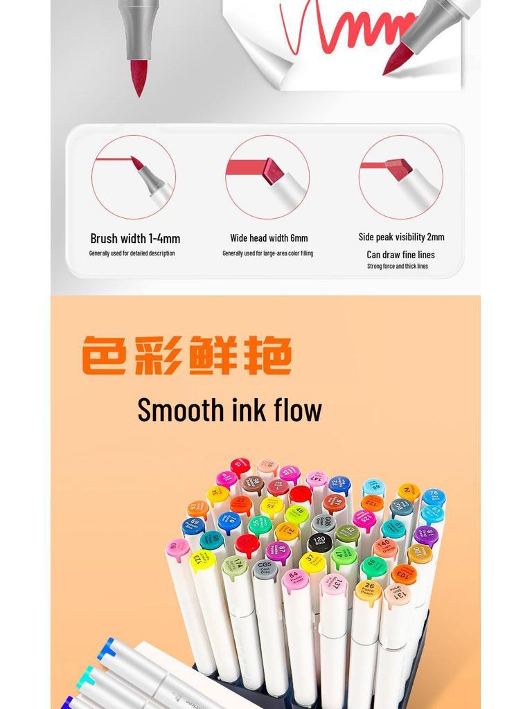 48-Color Anime Marker Set: Fade-Resistant Layerable Watercolor Brush Pens