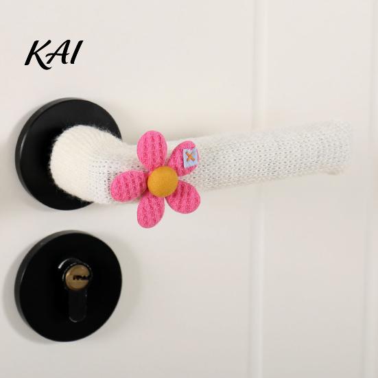 Cozy Home Decor Accessories Knitted Doorknob Covers, Thick Anti?Slip Furniture Feet Protector Sleeves, Door Handle Cute Flower Design Grips Cushion