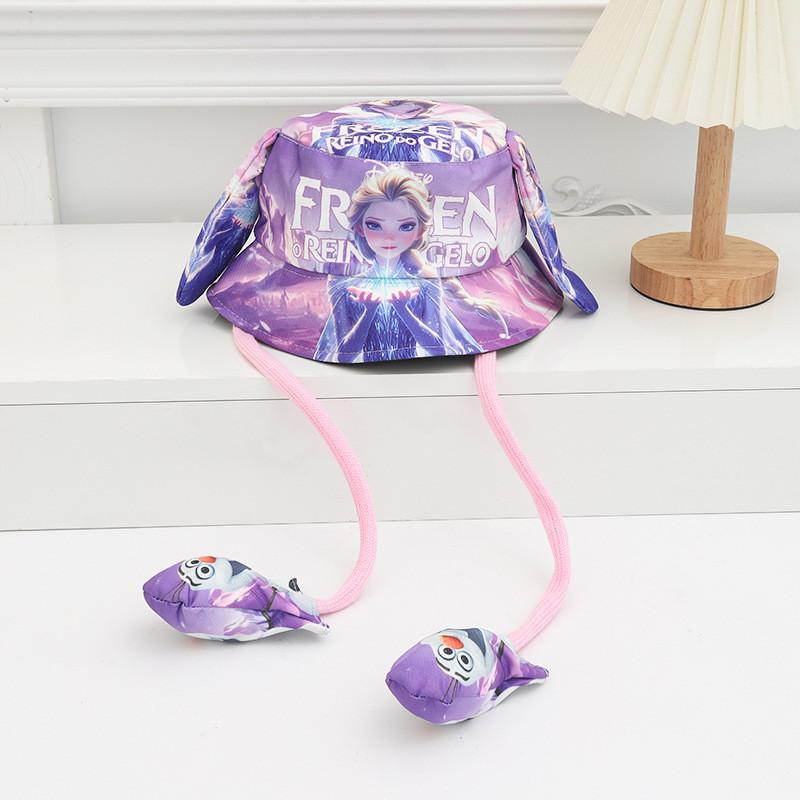 Cartoon Fisherman Hat For Kids With 3d Ears And Stitch Spider Man Print Design Summer Sun Protection Cotton Polyester