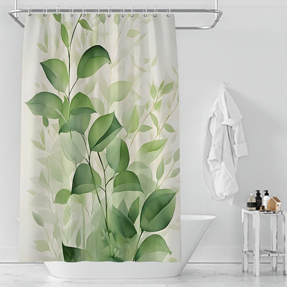 

Fresh Green Leaf Shower Curtain - Various Styles Of Bathroom Decoration, Passionate About Nature, Inspiration, And Softness W90XH180cm