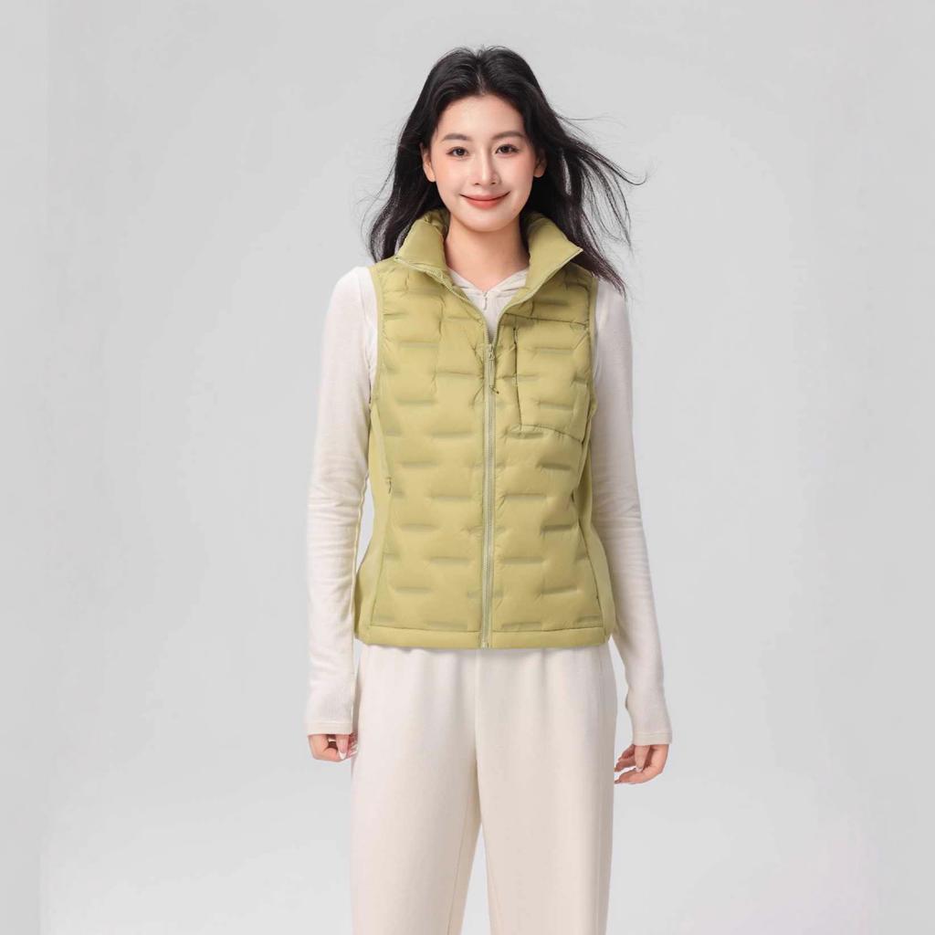 Pinghu down jacket women's vest light and thin down stand-up collar vest autumn and winter new ladder pressure vest tide
